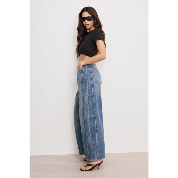 $179 New Good American Good Extreme Barrel Jeans - 0 / 25 - Picture 3 of 13